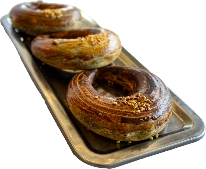 Tahini swirl pastries on a tray