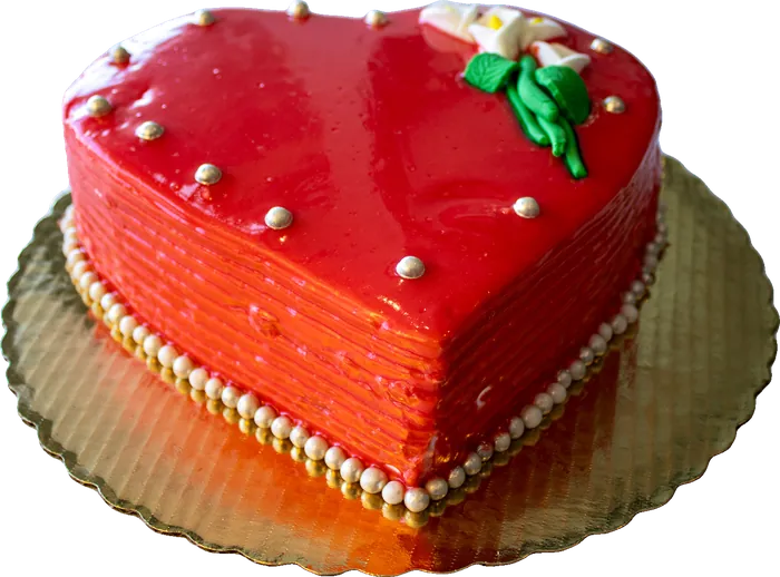 Red heart shaped cake